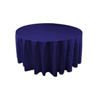 LA Linen Bridal Satin Round Tablecloth, 120-Inch, Royal Blue