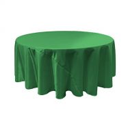 LA Linen Bridal Satin Round Tablecloth, 132-Inch, Green Kelly