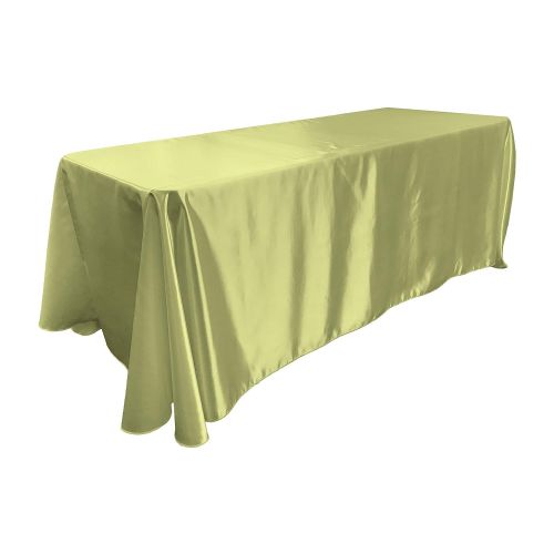  LA Linen Bridal Satin Rectangular Tablecloth, 90 by 132-Inch, Sage