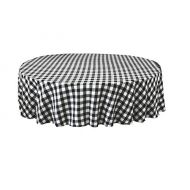 LA Linen Poly Checkered Round Tablecloth, 72-Inch, Black/White