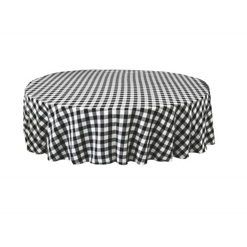  LA Linen Poly Checkered Round Tablecloth, 72-Inch, Black/White