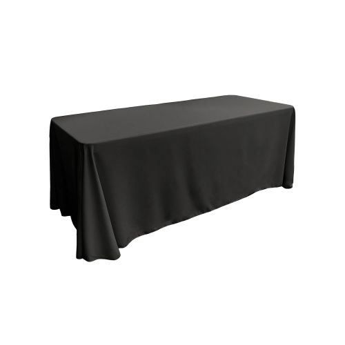  LA Linen Polyester Poplin Rectangular Tablecloth, 90 x 156, Black