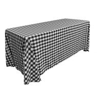 LA Linen Poly Checkered Rectangular Tablecloth 90 x 156, Black and White