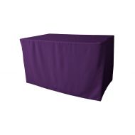 LA Linen Polyester Poplin Fitted Tablecloth for 4-Foot Table, Purple