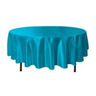 LA Linen Bridal Satin Round Tablecloth, 90-Inch, Turquoise