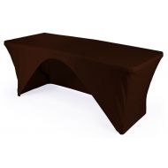 LA Linen Open Back Spandex Tablecloth for a 6-Foot Rectangular Table, 72 by 30 by 30-Inch, Brown