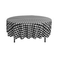 LA Linen Poly Checkered Round Tablecloth, 90-Inch, Black/White