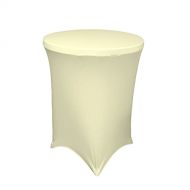 LA Linen TCSpandex36Rx42H_IvoryX25 Spandex Cover for Bar Cocktail Table, 36 Round 42-Inch High, Ivory