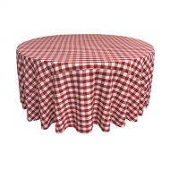 LA Linen Poly Checkered Round Tablecloth, 120-Inch, Red/White