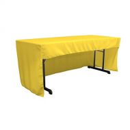 LA Linen Open Back Polyester Poplin Fitted Tablecloth 72 L W x 30 H, Light Yellow