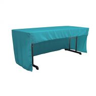 LA Linen Open Back Polyester Poplin Fitted Tablecloth 72 L W x 30 H, Dark Turquoise