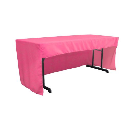  LA Linen Open Back Polyester Poplin Fitted Tablecloth 72 L W x 30 H, Hot Pink