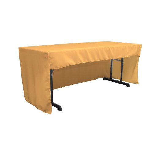  LA Linen Open Back Polyester Poplin Fitted Tablecloth 72 L W x 30 H, Gold