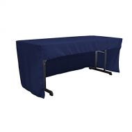 LA Linen Open Back Polyester Poplin Fitted Tablecloth 72 L W x 30 H, Navy Blue