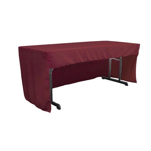  LA Linen Open Back Polyester Poplin Fitted Tablecloth 72 L W x 30 H, Burgundy