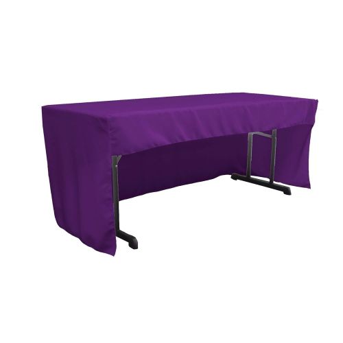  LA Linen Open Back Polyester Poplin Fitted Tablecloth 72 L W x 30 H, Purple