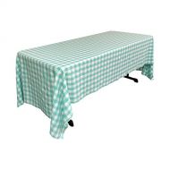 LA Linen Polyester Gingham Checkered Rectangular Tablecloth, 60 x 144, White/Mint