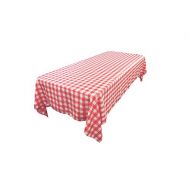 LA Linen Polyester Gingham Checkered Rectangular Tablecloth, 60 x 144, White/Coral