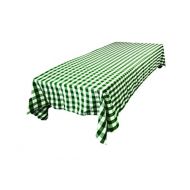 LA Linen Polyester Gingham Checkered Rectangular Tablecloth, 60 x 144, White/Hunter green