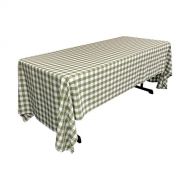 LA Linen Polyester Gingham Checkered 60 by 144 Rectangular Tablecloth, White & Apple