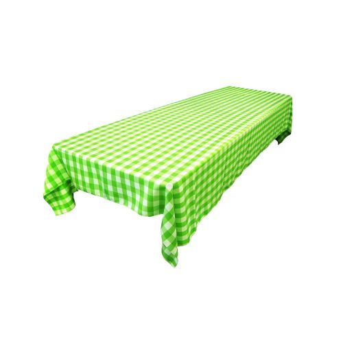  LA Linen Polyester Gingham Checkered Rectangular Tablecloth, 60 x 144, White/Lime