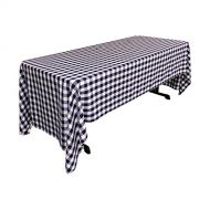 LA Linen Polyester Gingham Checkered Rectangular Tablecloth, 60 x 144, White/Navy