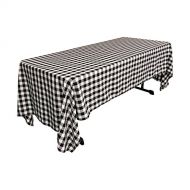 LA Linen Polyester Gingham Checkered Rectangular Tablecloth, 60 x 144, White/Black