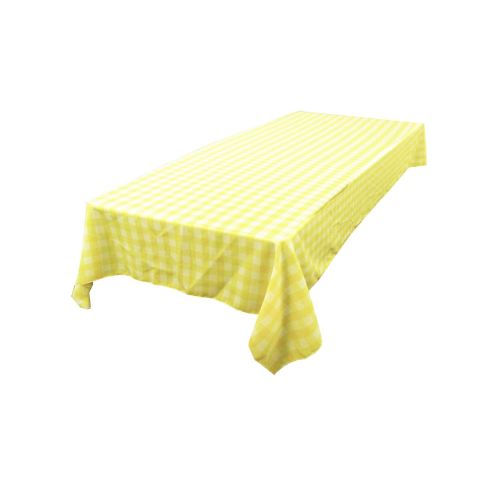  LA Linen Polyester Gingham Checkered Rectangular Tablecloth, 60 x 144, White/Light Yellow