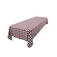 LA Linen Polyester Gingham Checkered Rectangular Tablecloth, 60 x 144, White/Burgundy