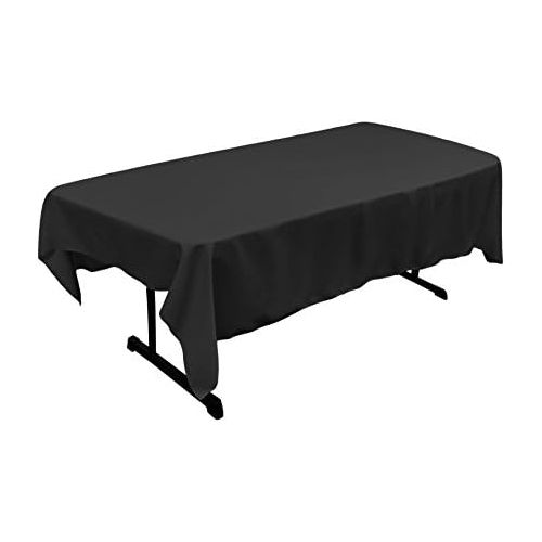  [아마존베스트]LA Linen Polyester Poplin Rectangular Tablecloth, 60 x 84, Black