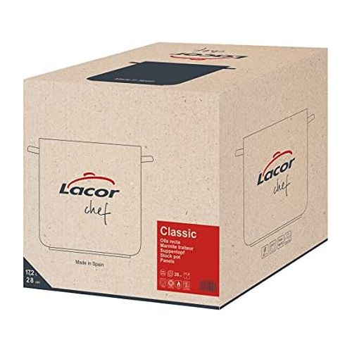  LACOR 50128 Hoher Suppentopf mit Deckel 28 cm