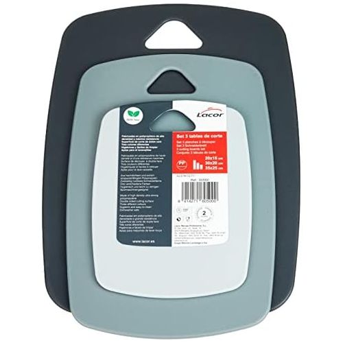  [아마존베스트]Lacor Set of 3 Double Sided Polypropylene Chopping Boards BPA Free Plastic 60500