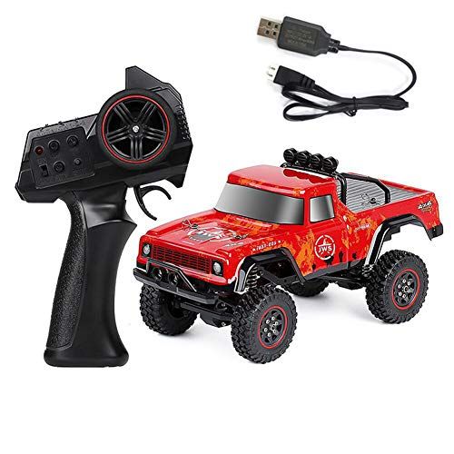  LAFEINA 2.4G 1:18 Scale Mini RC Rock Crawler Car, RTR Version Remote Control Off Road Pickup Truck (Red)