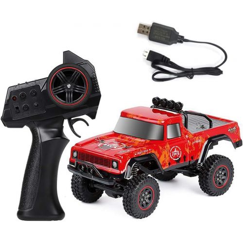  LAFEINA 2.4G 1:18 Scale Mini RC Rock Crawler Car, RTR Version Remote Control Off Road Pickup Truck (Red)