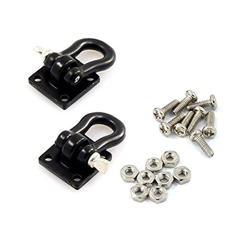  LAFEINA 2PCS 1/10 Trailer Towing Hooks Buckle Tow D Shackles for RC Car Truck Climbing Car (Black)
