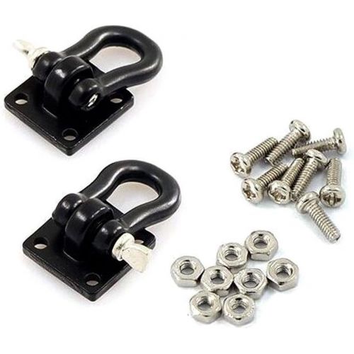  LAFEINA 2PCS 1/10 Trailer Towing Hooks Buckle Tow D Shackles for RC Car Truck Climbing Car (Black)