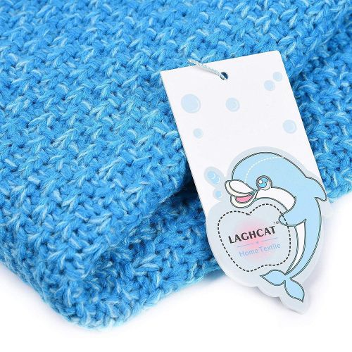  LAGHCAT Mermaid Tail Blanket Crochet Mermaid Blanket for Adult, Soft All Seasons Sleeping Blankets, Classic Pattern (71x35.5, Blue)