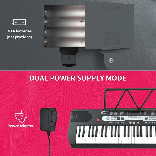  [아마존베스트]LAGRIMA LAG-740 61 Key Portable Electric Keyboard Piano with Built In Speakers, LED Screen, Microphone, Dual Power Supply, Music Sheet Stand for Beginner, Kid, Adult, Black