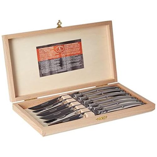  Jean Dubost Laguiole Steak Knives, Stainless Steel- Set of 6