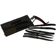 Laguiole Diamond Black Collection 3 Piece Cheese and Black Slate Serving Set and 6 Piece Steak Knife with Gift Wood Box and Free 3-in-1 Wine Opener