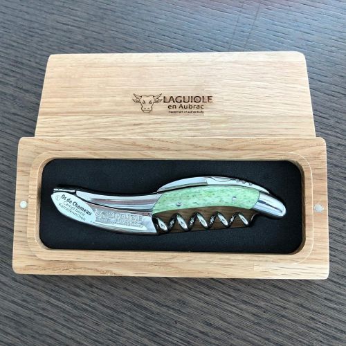  Laguiole en Aubrac Sommelier Waiters Corkscrew Camel Bone, Green