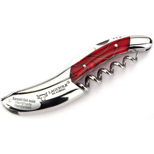  Laguiole en Aubrac corkscrew sommelier waiters knife 3 functions SOM99WRI acrylic handle Marsh Mallow red, stainless steel shiny