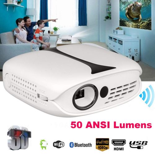  LAIHUI 1080P Full HD Mini LED Projector, 3D Home Theater Cinema, With Tripod Remote Control, HDMIVGAUSBTV BoxLaptopDVDExternal Speaker Supported (White)