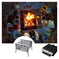 LAIQIAN The New All Stainless Steel Camping Folding Portable Barbecue Grill Carbon Oven Wood Stove Bonfire Rack Barbecue Incinerator Folding Grill