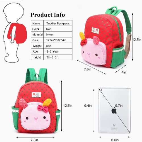  LAKEAUSY Children Kids Backpack Daycare Harness Leash Bags Cat Animal for Girls (Red)