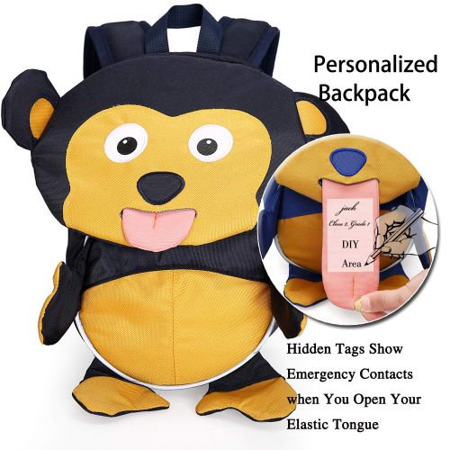  LAKEAUSY Cartoon Monkey Infant Backpack Safety Harness Kid Preschool Chest Strap Rucksack