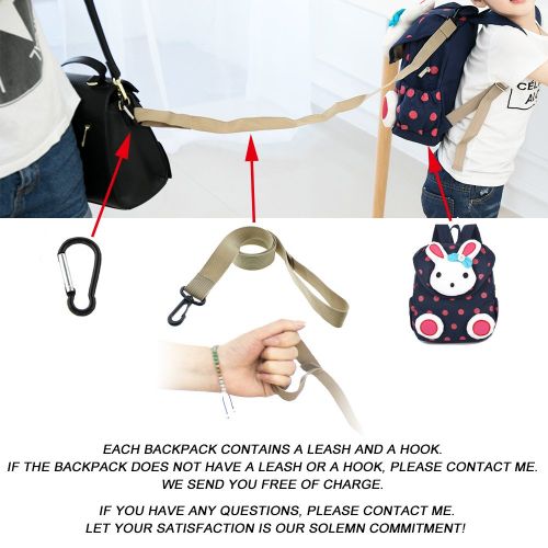  LAKEAUSY Toddler Kid Backpack with Safety Harness Leash Rabbit Bunny Boy Girl Under 3 Age
