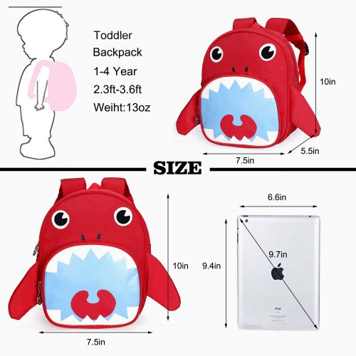  LAKEAUSY Cute Shark School Bag Mini Backpack for Kids Insulated Lunch Bag Girl 1-3 Year