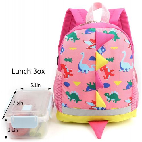  LAKEAUSY Kid Backpack Boy Preschool with Strap Dinosaur Blue Kindergarten Leash Bookbag