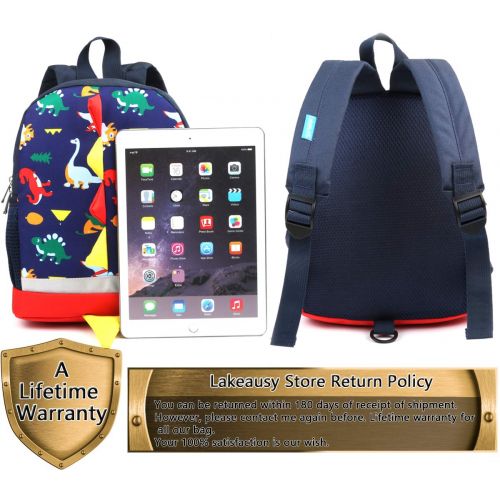  LAKEAUSY Kid Backpack Boy Preschool with Strap Dinosaur Blue Kindergarten Leash Bookbag